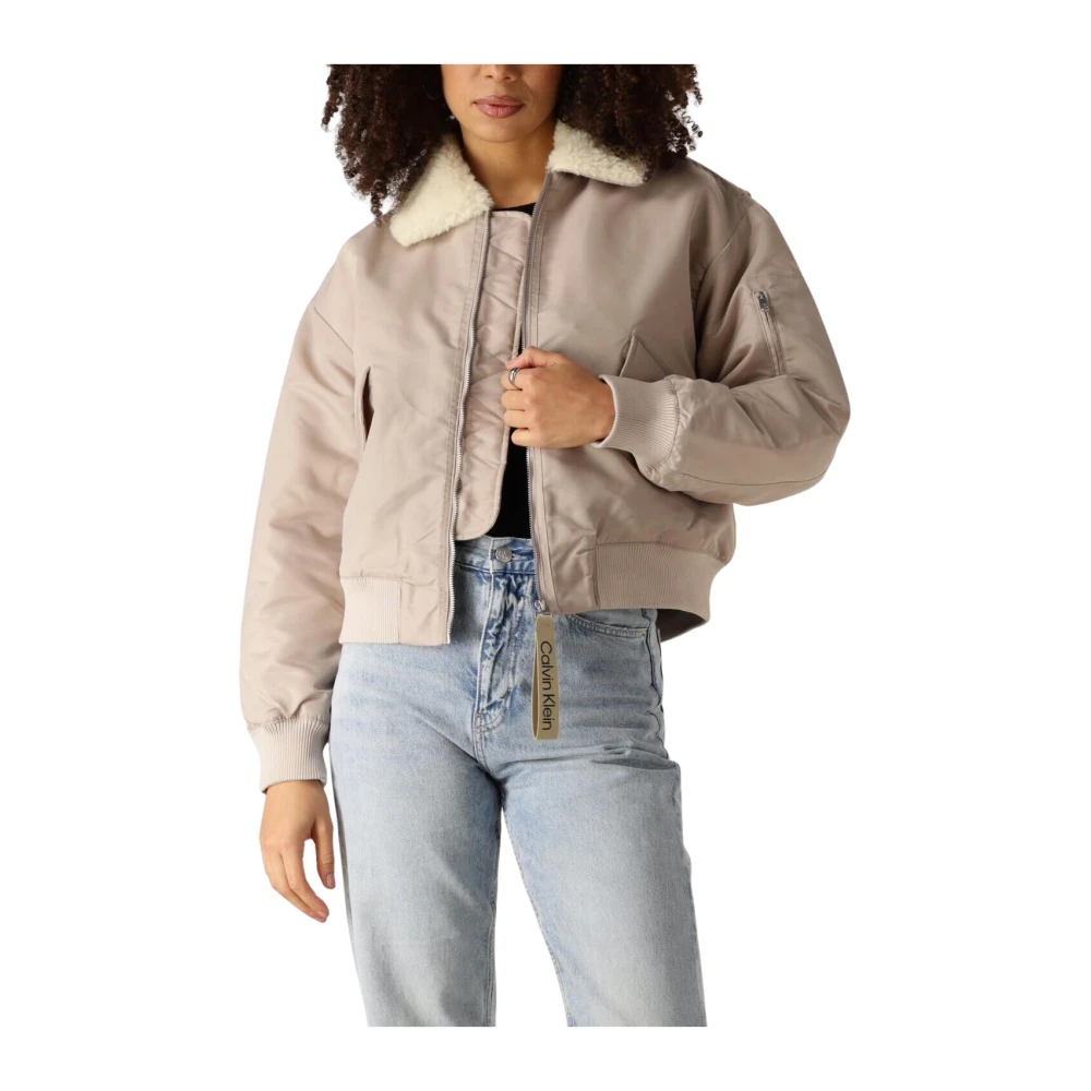 Calvin Klein Satin Aviator Jas Gray Dames