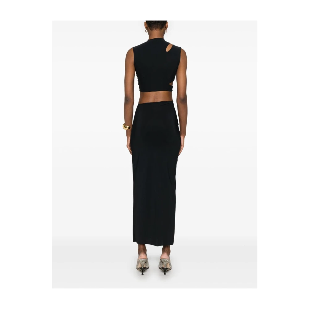 Amazuin Zwarte Mouwloze Jurk met V-Hals en Uitsparingen Black Dames