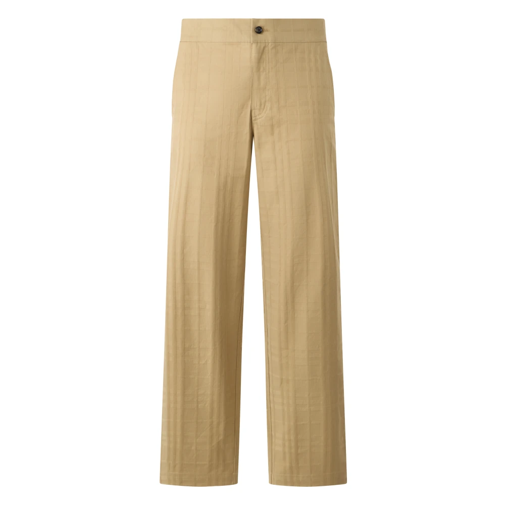 Burberry Men's Beige Straight Trousers, L, Straight Trousers