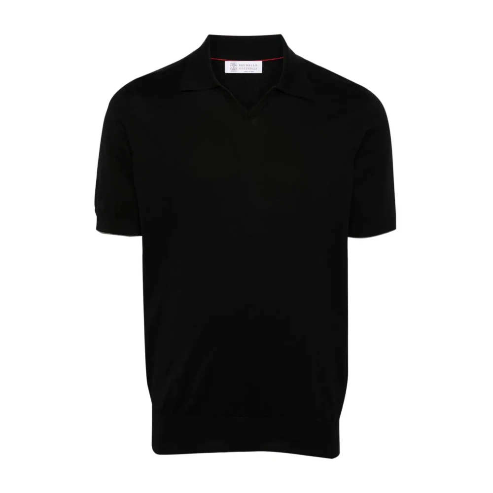 BRUNELLO CUCINELLI Katoenen Polo Shirt Gemaakt in Italië Black Heren