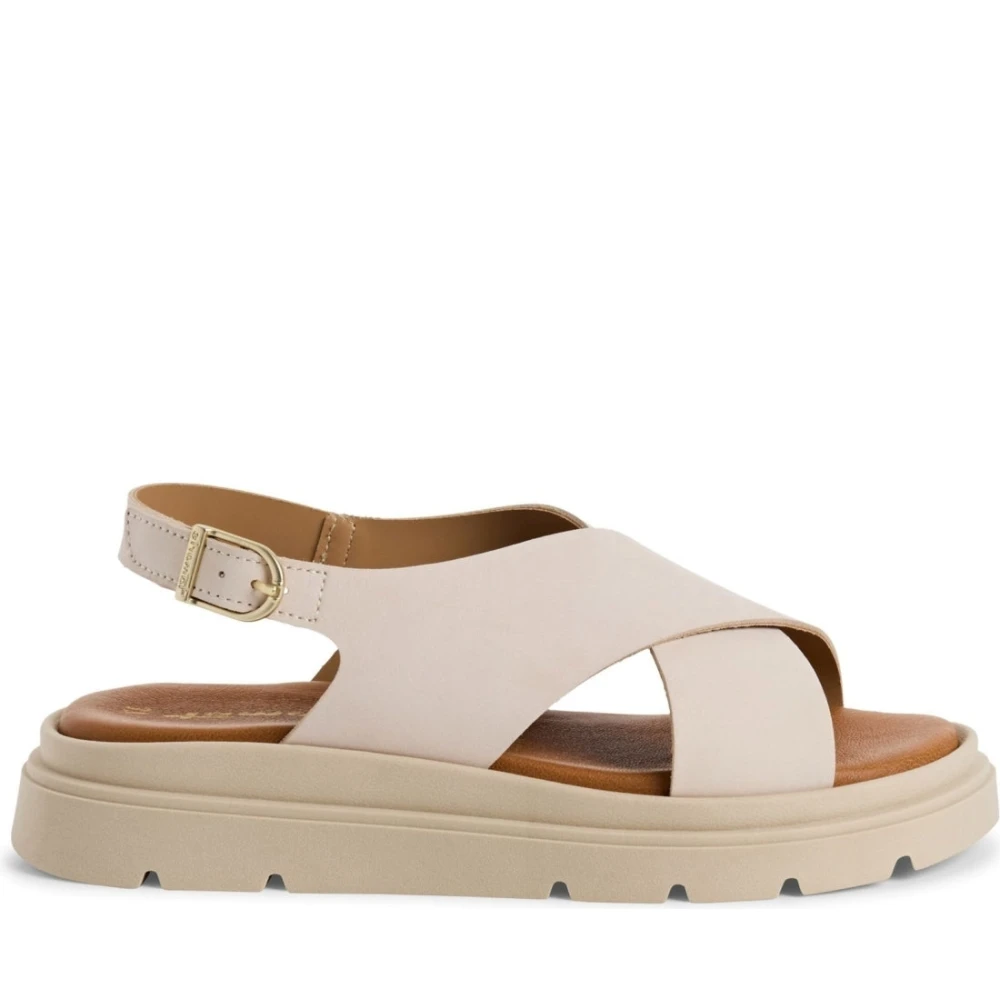 Tamaris Women's Beige Flat Sandals, 4 Uk, Wedge/Plat Sand Sandals