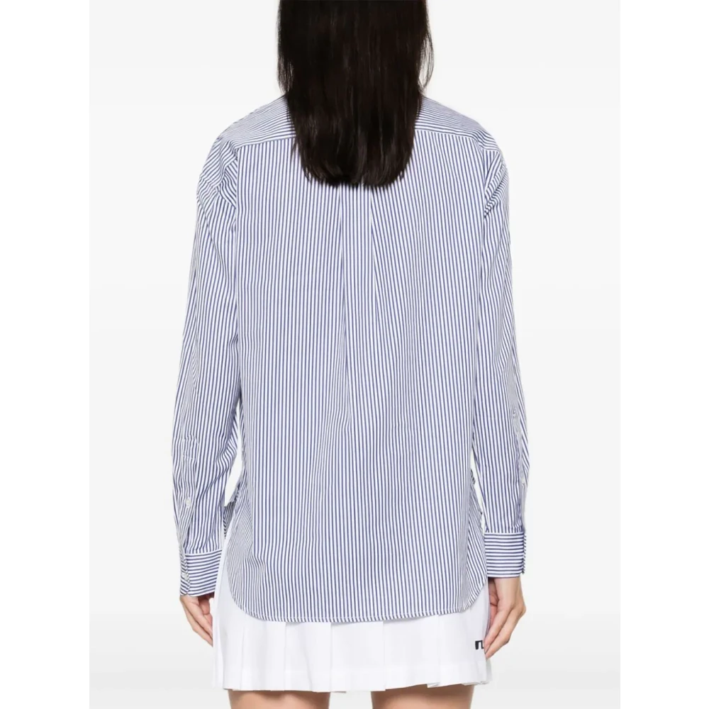 Polo Ralph Lauren Blauw Gestreept Poplin Overhemd Blue Dames