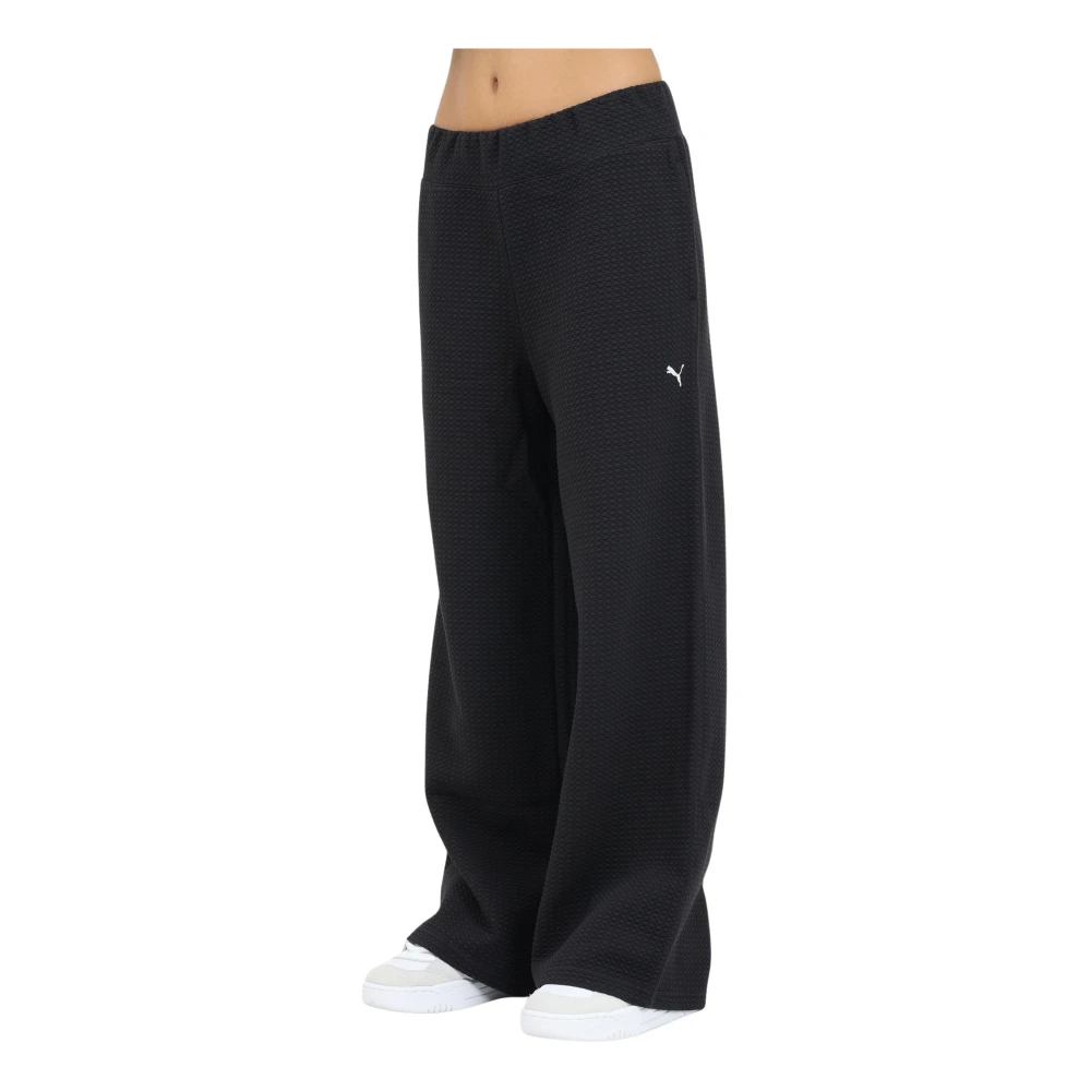 Puma Studio Textured Wijde Pijp Broek Black Dames