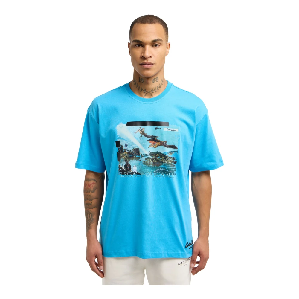 carlo colucci Icarus Oversize T-shirt Blue Heren
