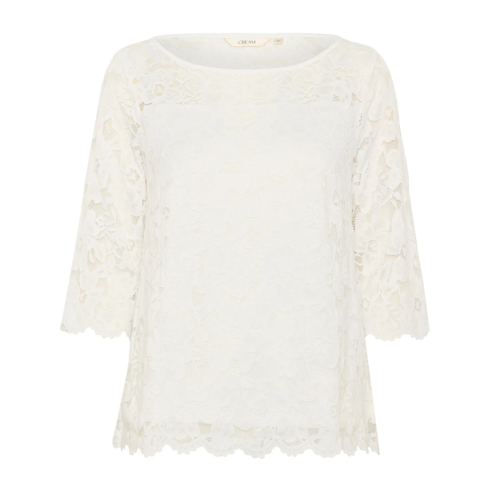 Cream Elegante Kant Blouse in Sneeuwwit White Dames