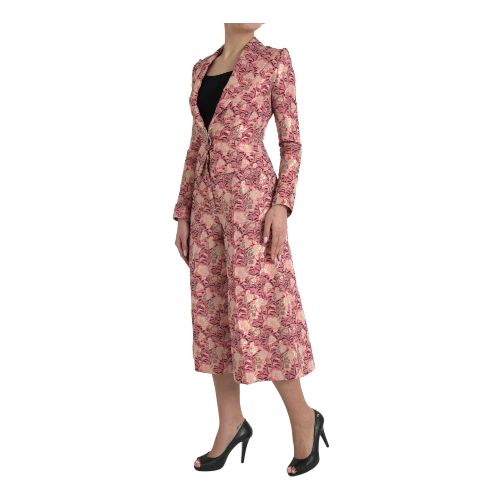 Dolce & Gabbana Roze Brokaat Culotte Pak Pink Dames
