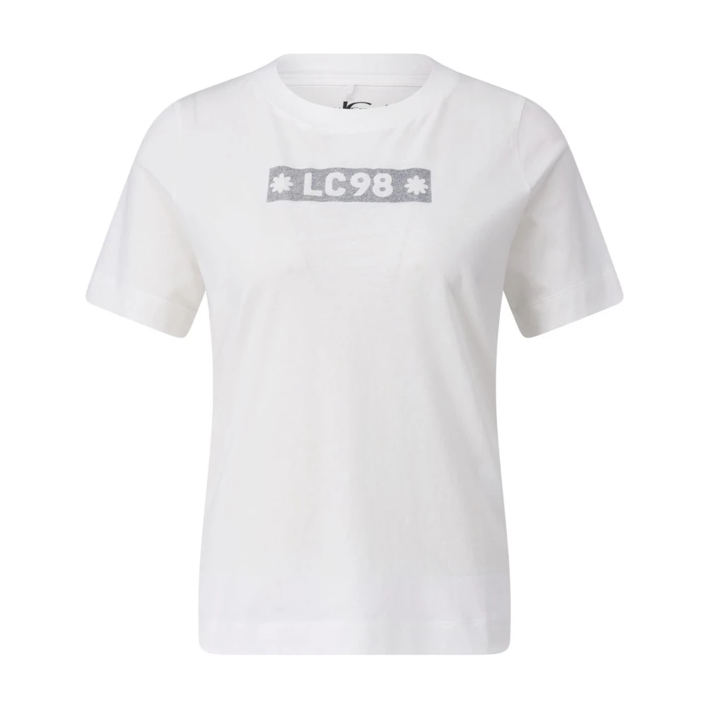 LUISA CERANO Glitter Print T-Shirt White Dames