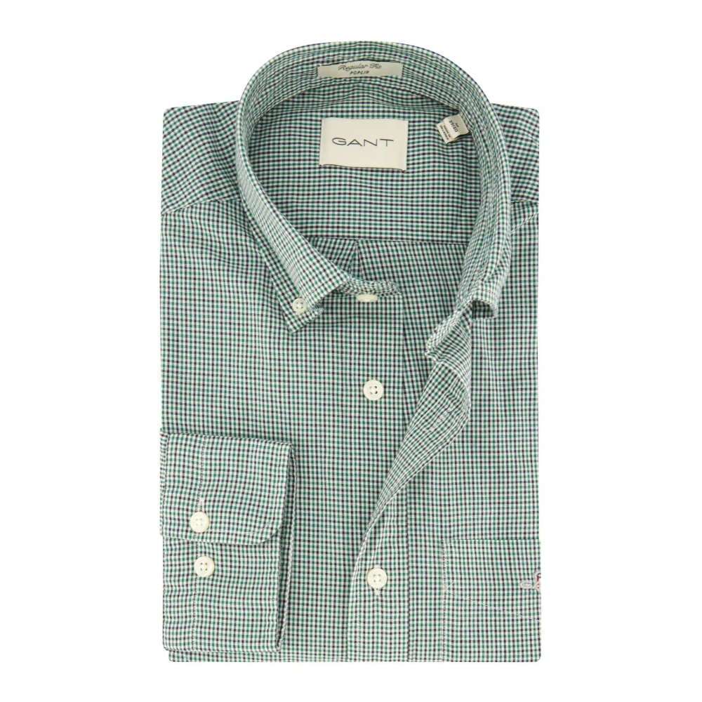 Gant Overhemd met lange mouwen REG POPLIN MICRO GINGHAM SHIRT Regular fit popeline overhemd met Vichy mini-ruit