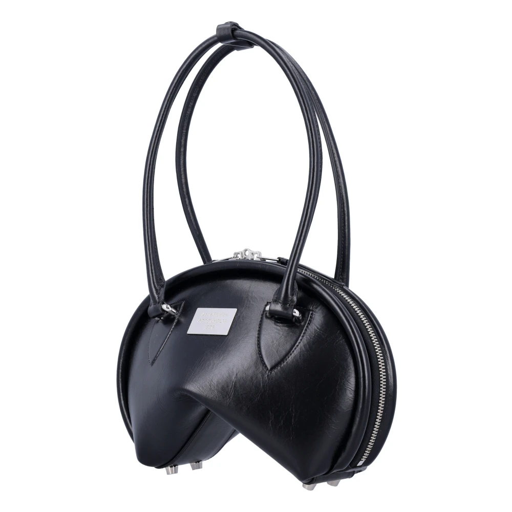 Acne Studios Zwarte leren schoudertas Bowlina Black Dames