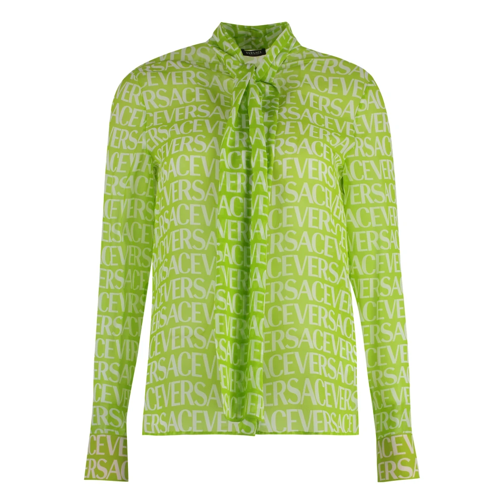 Versace Zijden Strik Blouse Green Dames