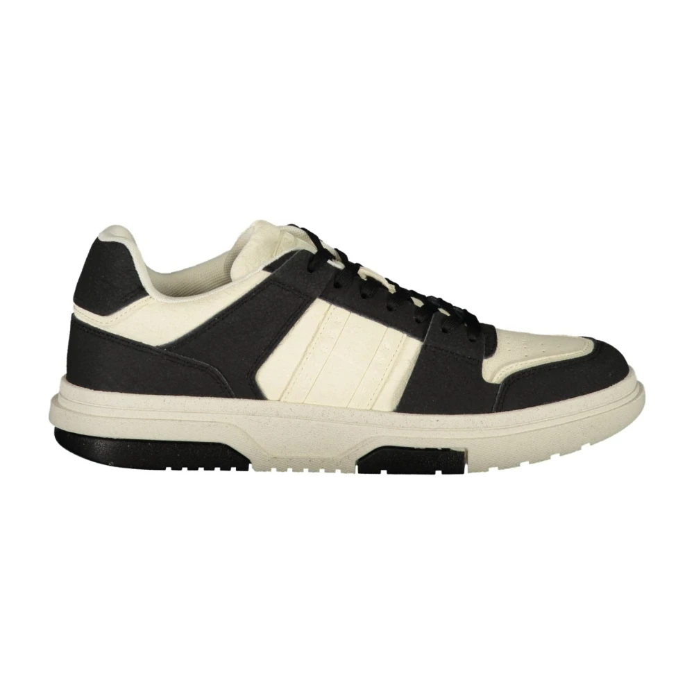 Tommy Hilfiger Men's Black Sneakers, 7 Uk, Sporty Lace-Up Trainers With Contrast Details