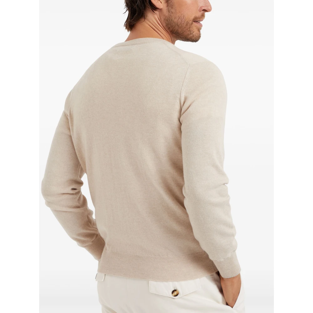 BRUNELLO CUCINELLI Luxe Cashmere Sweater Sabbia Ciotolo Beige Heren