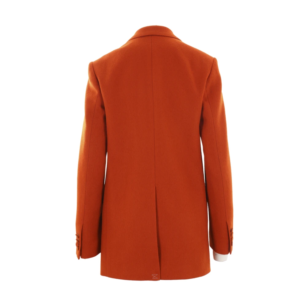 Dries Van Noten Roest Wol Single-Breasted Jas Orange Dames