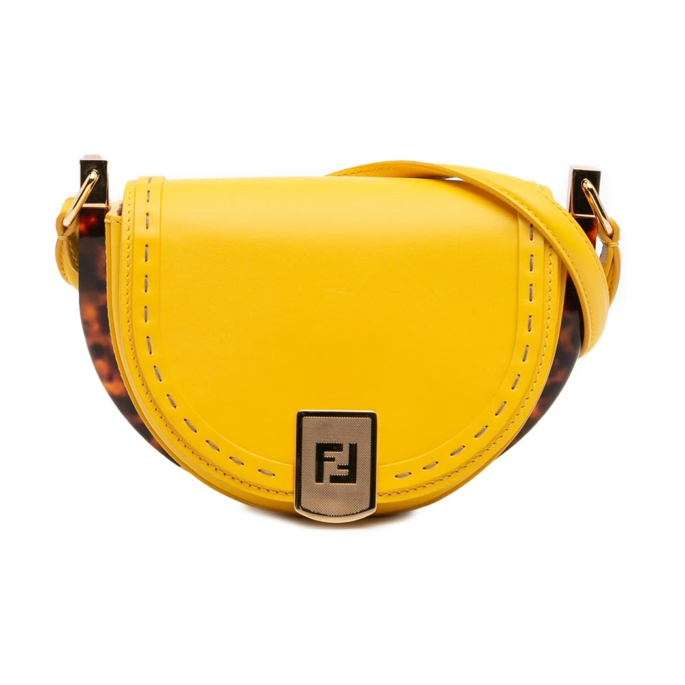 Fendi Vintage Women's Yellow Vintage Cross Body Bags, One Size, Pre-Owned Saddle Bag