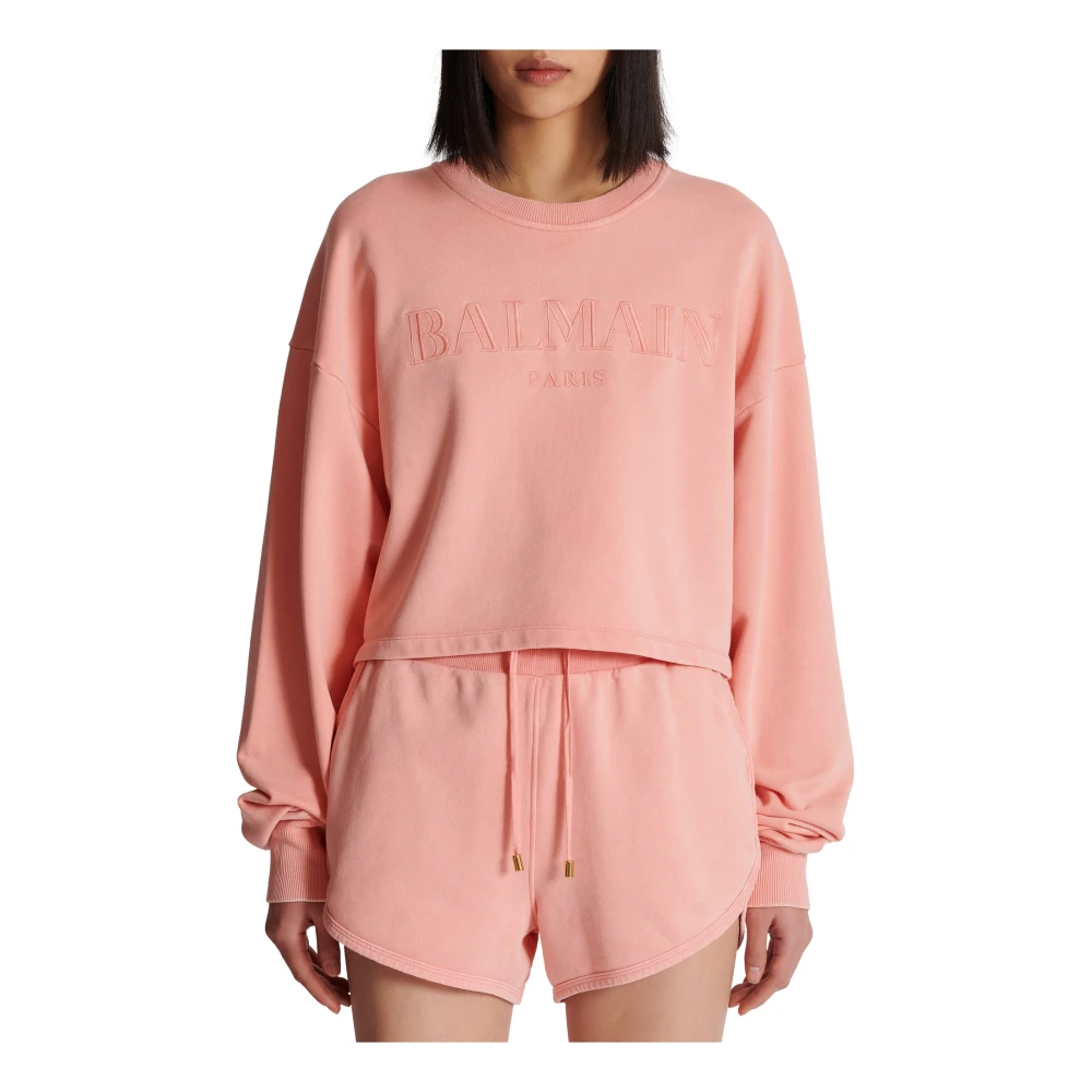 Balmain Sweatshirt met Vintage borduurwerk Pink Dames
