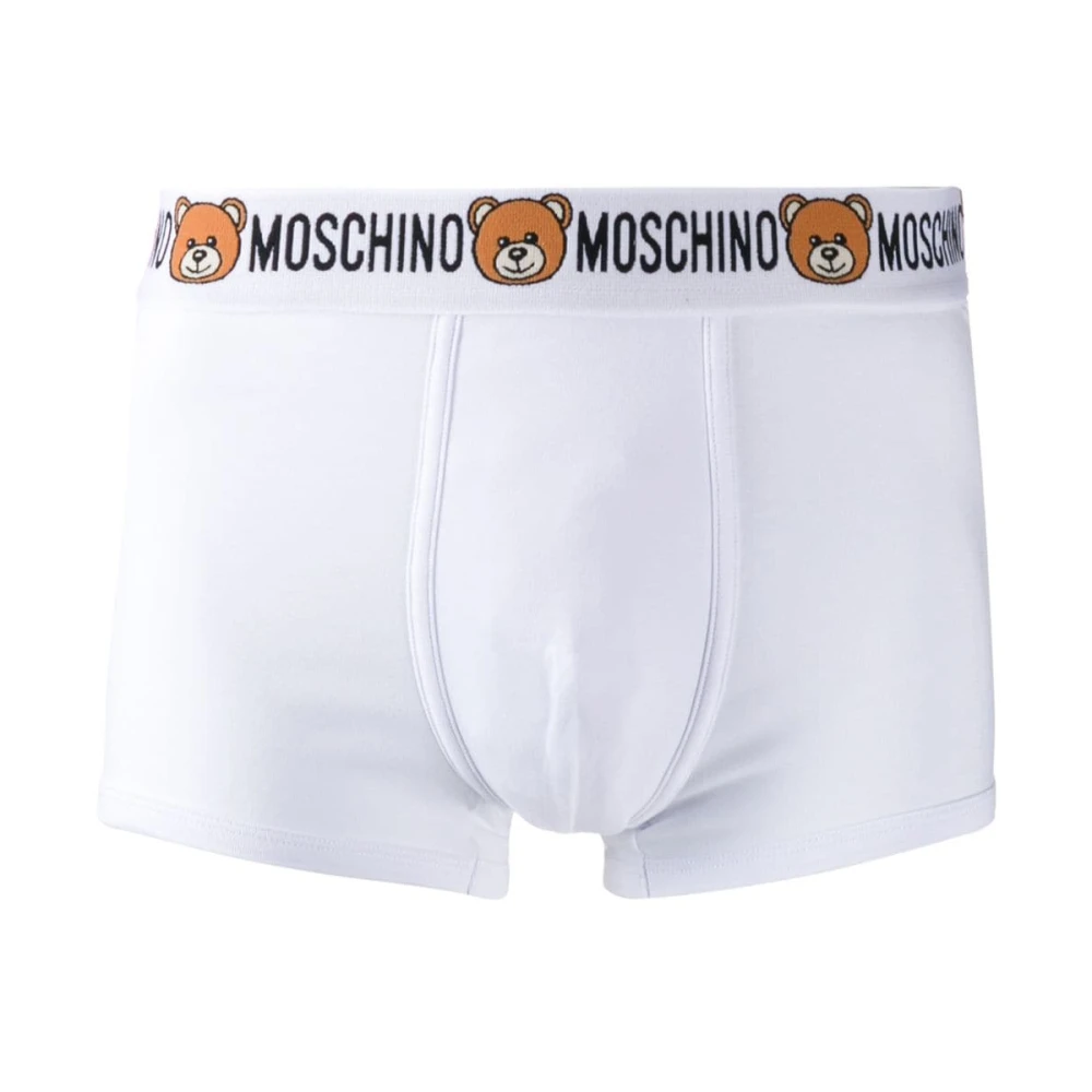 Moschino Verbeter je ondergoed met witte stretch katoenen Teddy Logo tailleband slips voor mannen White Heren