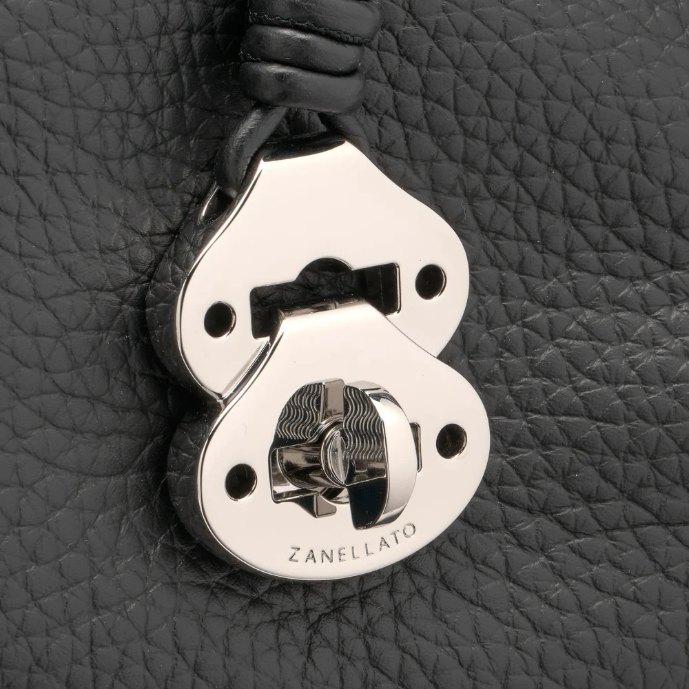 Zanellato Veelzijdige leren tas met roll-top sluiting Black Dames