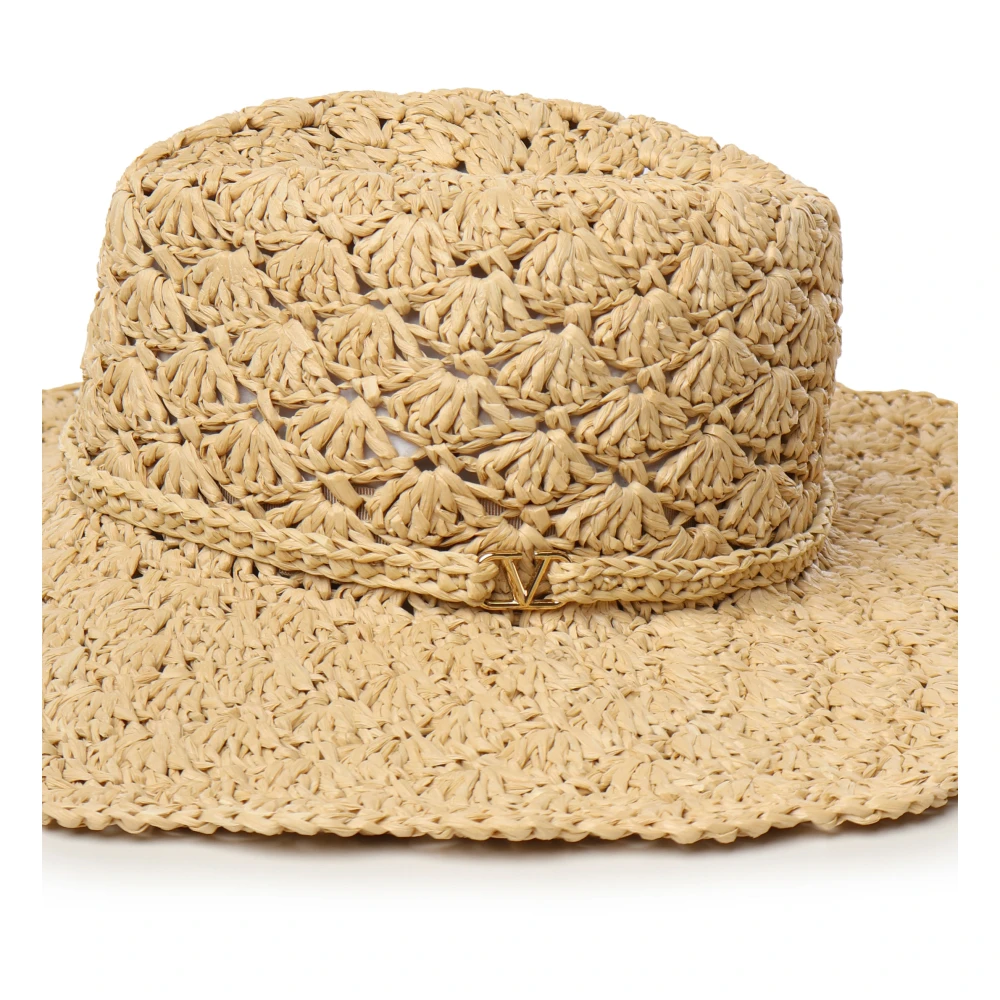 Valentino Garavani Gehaakte Beige Hoed met Gevlochten Hoofdband Beige Dames