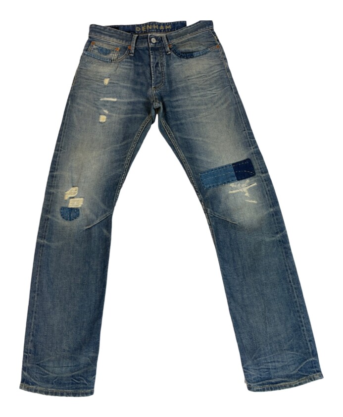 destroyed-straight-fit-dark-blue-jeans-with-button-fly