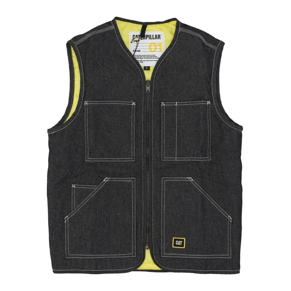 Cat Black Denim Sleeveless Vest Jacket - Male - Waistcoats - L - Jackets