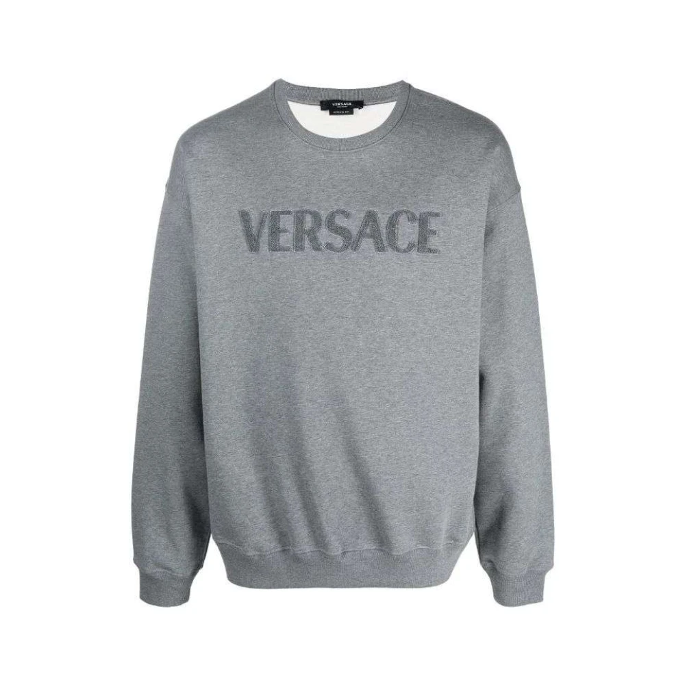 Versace Logo-geborduurde jersey sweatshirt Gray Heren