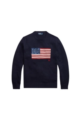 Amerikanska Flagga Ikonisk Stickad Tröja
