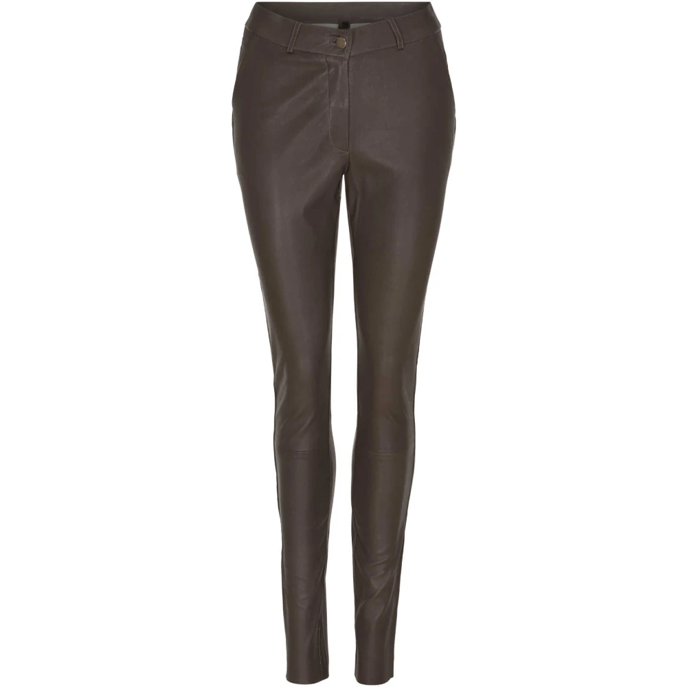 BTFCPH 100028 Leggings med Skrållommer Brown, Dam