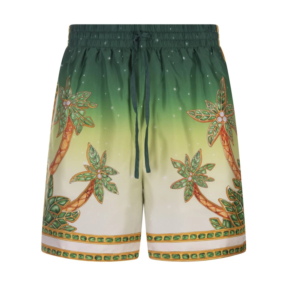 Casablanca Groene Zijden Tennis Club Shorts Multicolor Heren