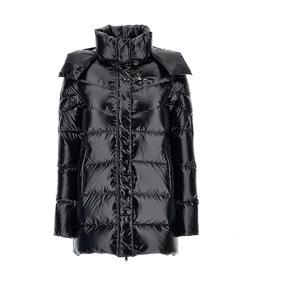 Fay Zwarte Glanzende Nylon Hoodie Jas Black Dames