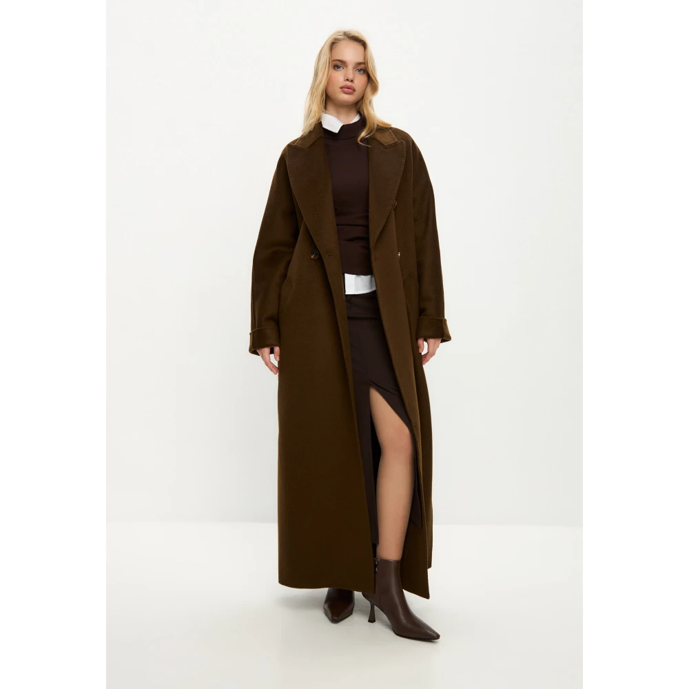 Cesare Gaspari Klassieke Luxe Lange Jas Rosie Bruin Brown Dames