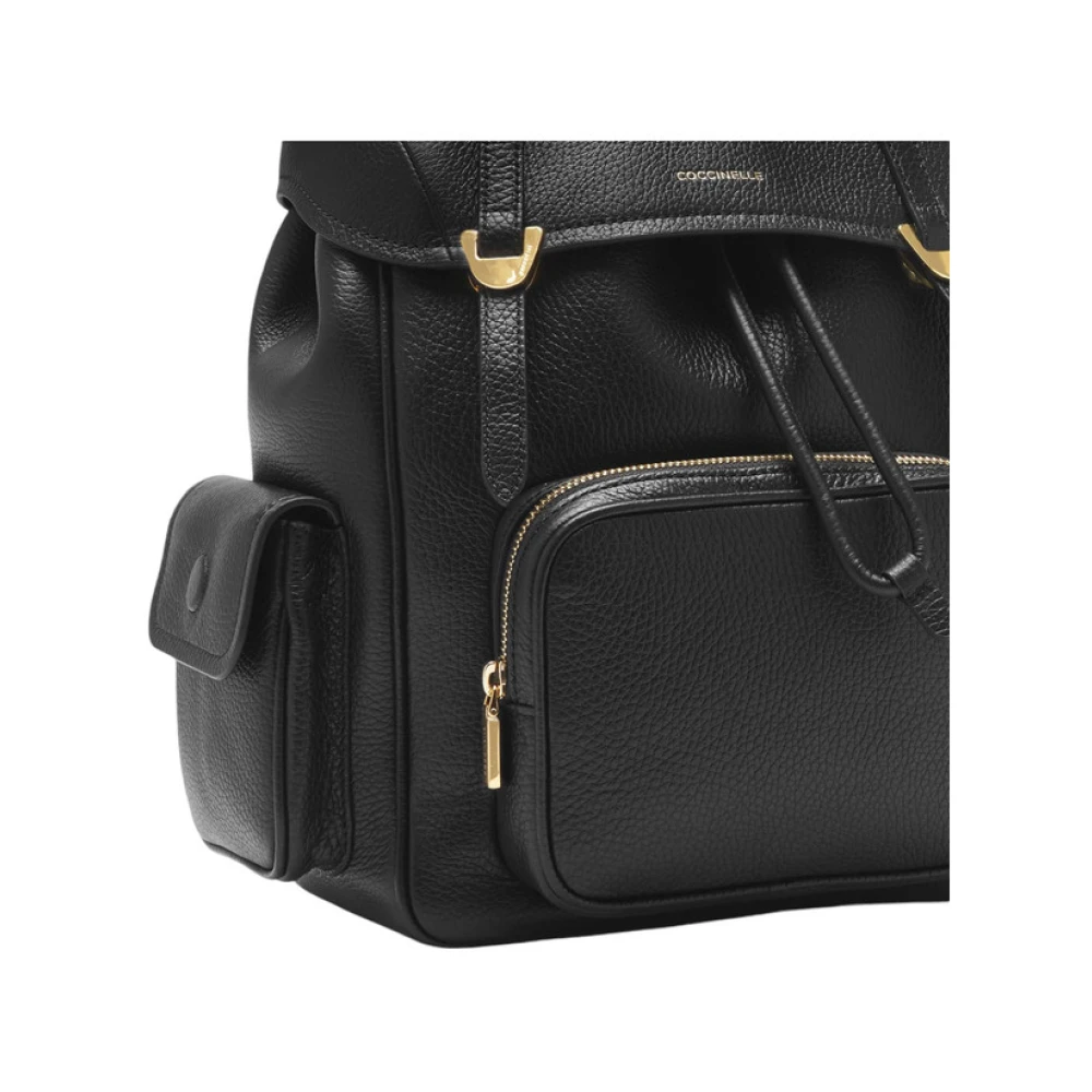 Coccinelle Stijlvolle Campus Leren Rugzak Black Dames