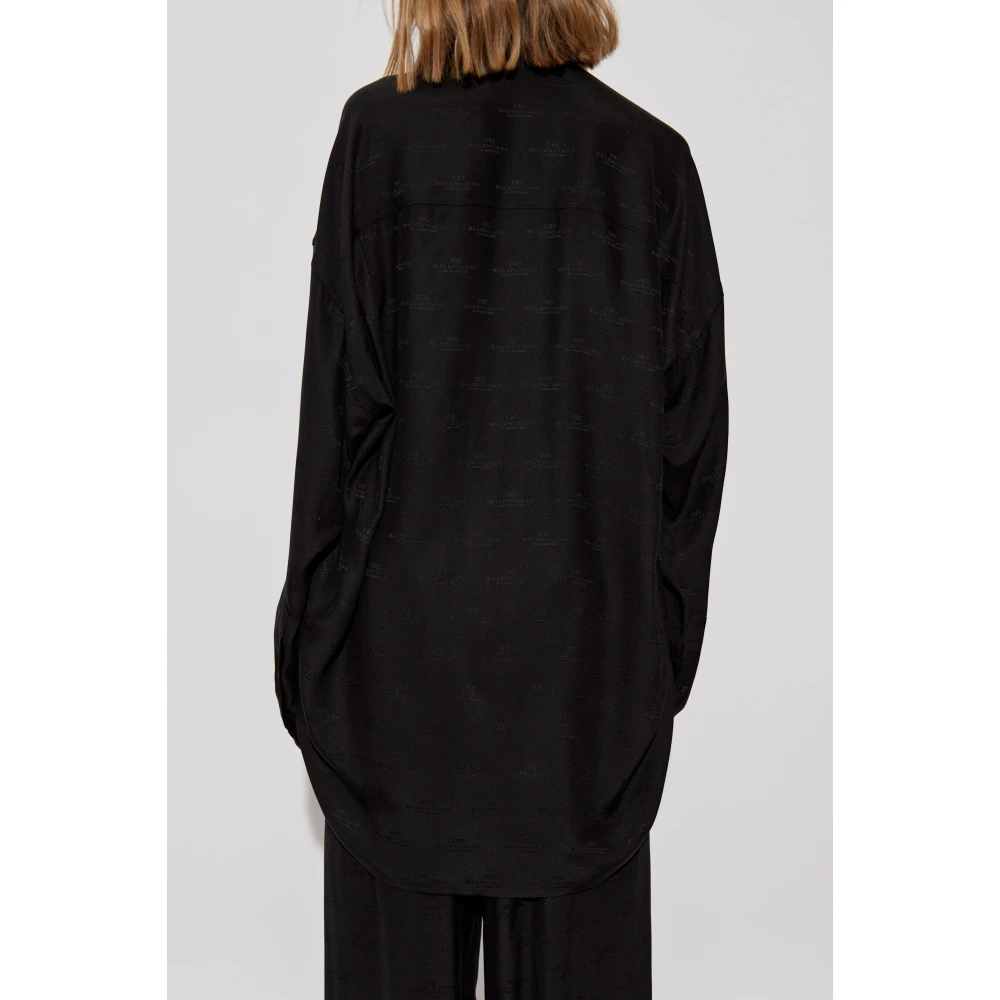 Balenciaga Zijden shirt met zak Black Dames
