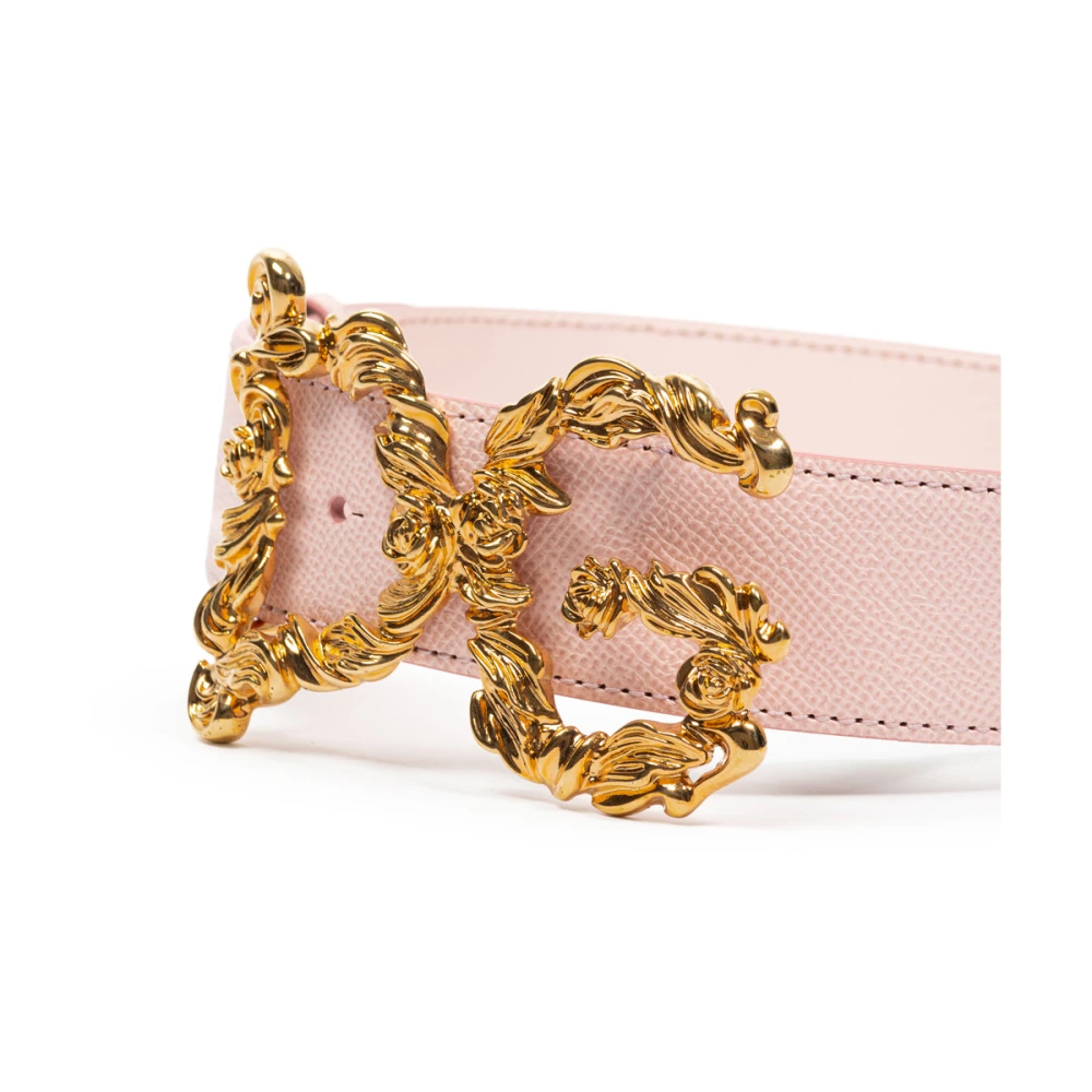 Dolce & Gabbana Baroco logo leren riem Pink Dames