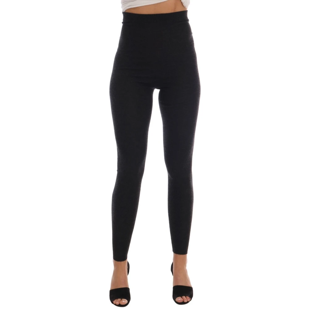Dolce & Gabbana Women's Gray Leggings, M, Cashmere Ribbed Stretch Tights