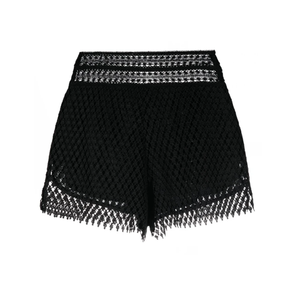 Ermanno Scervino Svarta Bomulls Broderie Anglaise Mini Shorts Black, Dam