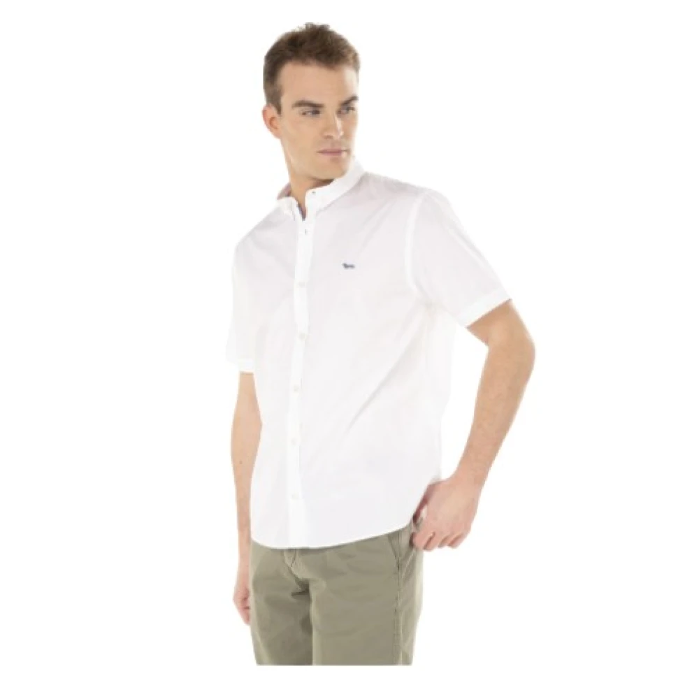 Harmont & Blaine Witte Katoenen Overhemd met Iconisch Bassotto Borduursel White Heren