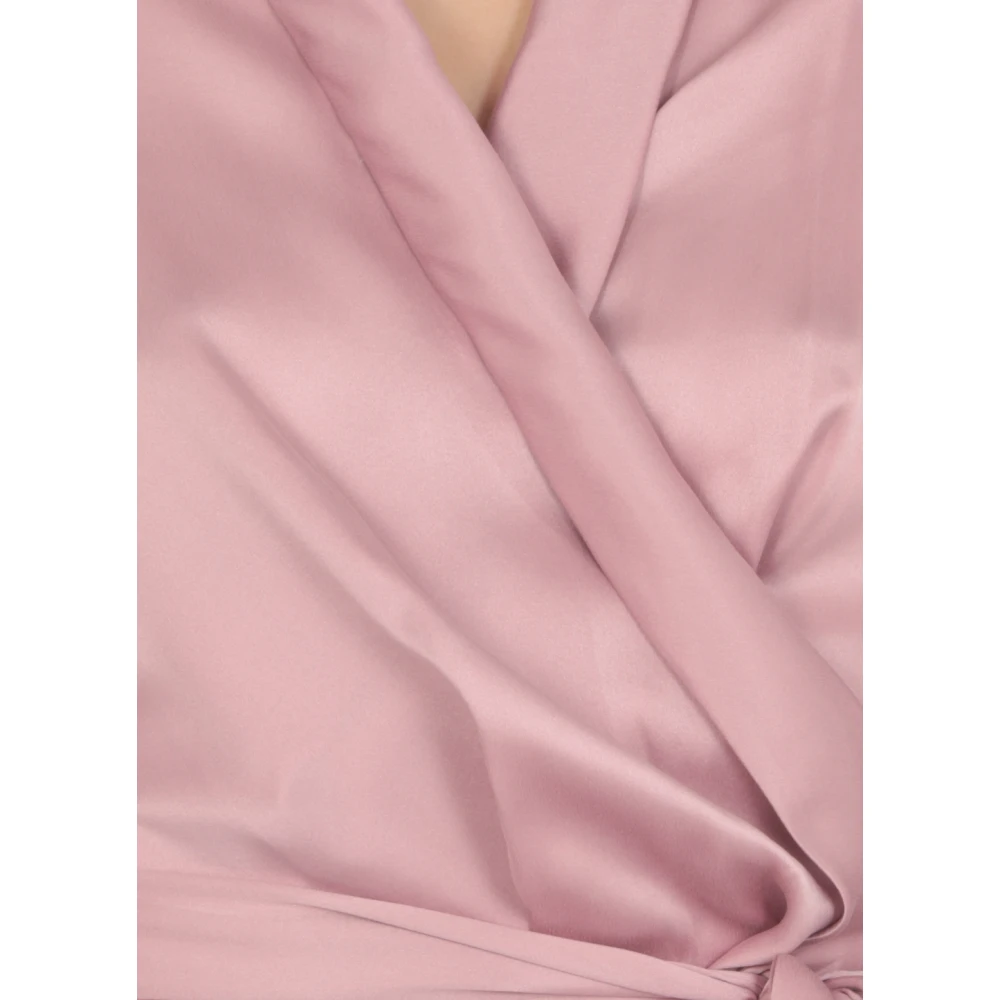 Zimmermann Roze Zijden Jurk met V-hals Pink Dames