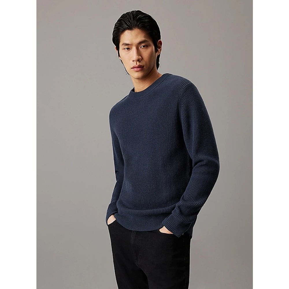 Calvin Klein Merino Ribgebreide Trui Black Heren