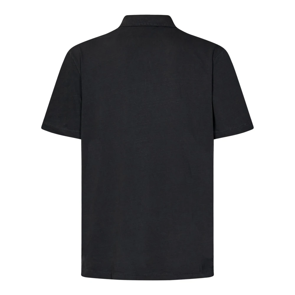 James Perse Houtskool Suede Jersey Polo Shirt Black Heren