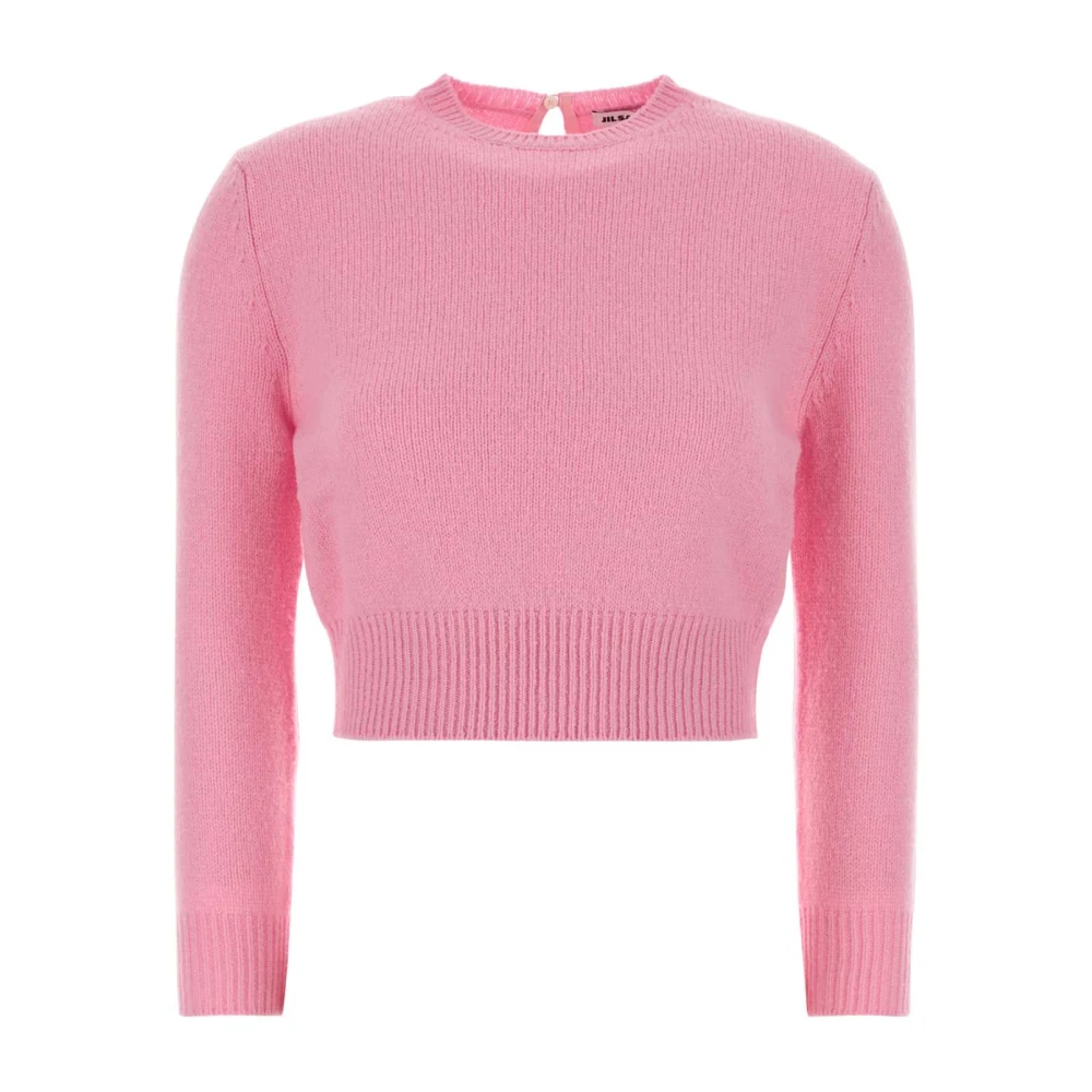 Jil Sander Women's Pink Round-Neck Knitwear, 2XL, Wool Blend Jumper