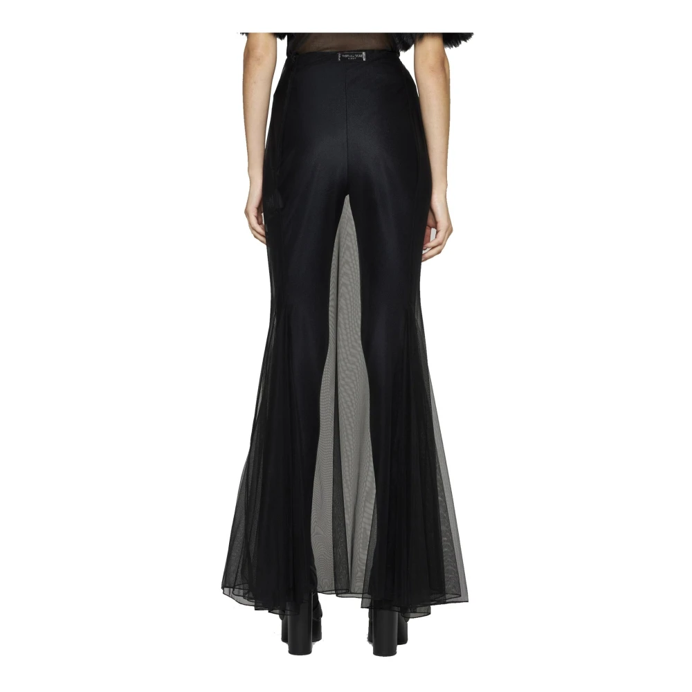Saint Laurent Sheer Tulle Midi Rok Black Dames
