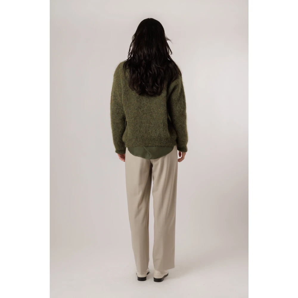 closed Beige Plooi Broek Losse Pasvorm Gray Dames