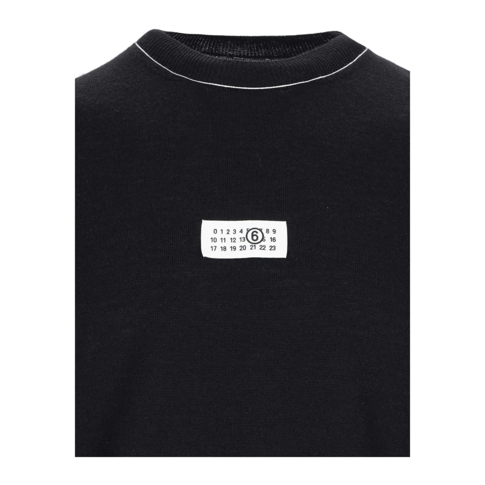 MM6 Maison Margiela Zwarte Logo Sweater met Contrastdetails Black Heren