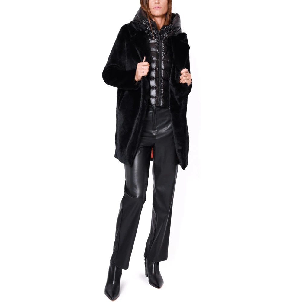 BomBoogie Zwarte gevoerde nepbontjas Black Dames