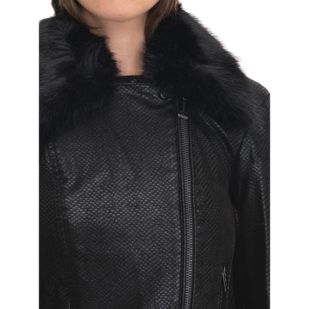 Guess Afneembare faux fur biker jack Black Dames