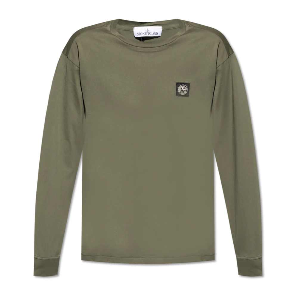 Stone Island T-shirt met logo patch Green Heren
