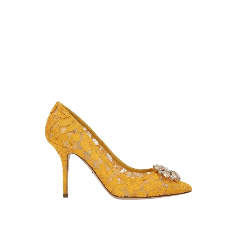 Dolce & Gabbana Women's Yellow Rainbow Lace Pumps With Brooch