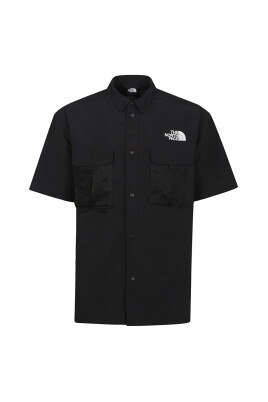 black-logo-print-button-up-shirt