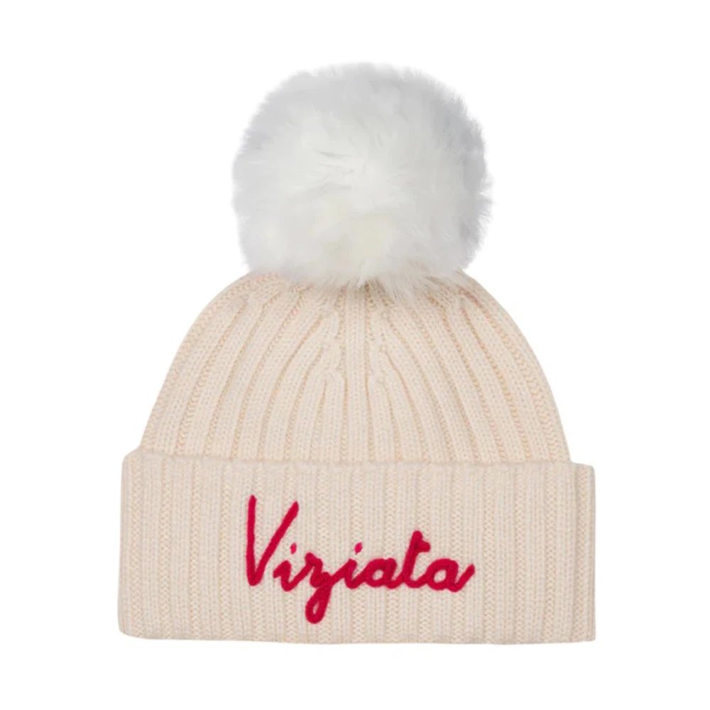 MC2 Saint Barth Geribbeld Geborduurde Beanie Hoed White Dames