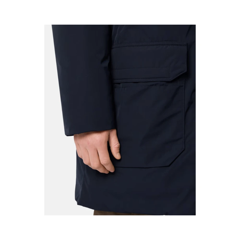 Stone Island Navy Blauwe Lange Dons Parka Blue Heren